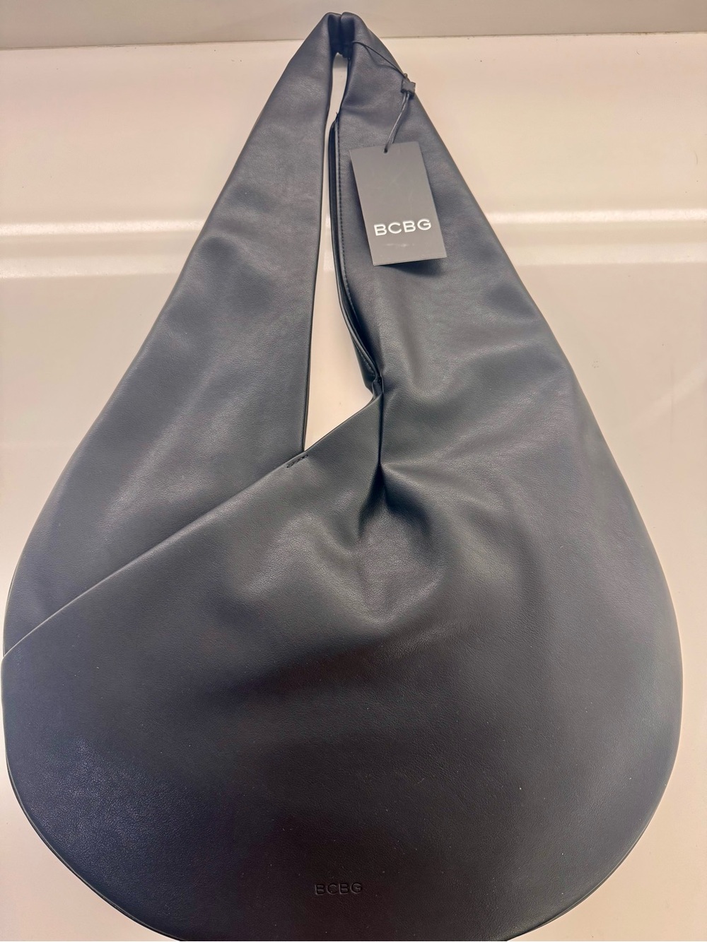 BCBG Black Crescent Hobo Shoulder Bag